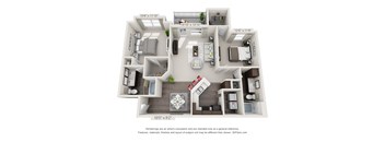 The Banks at Rivergate Two Bedroom Two Bathroom Floor Plan