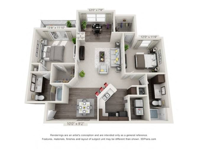 The Banks at Rivergate Two Bedroom Two Bathroom Floor Plan