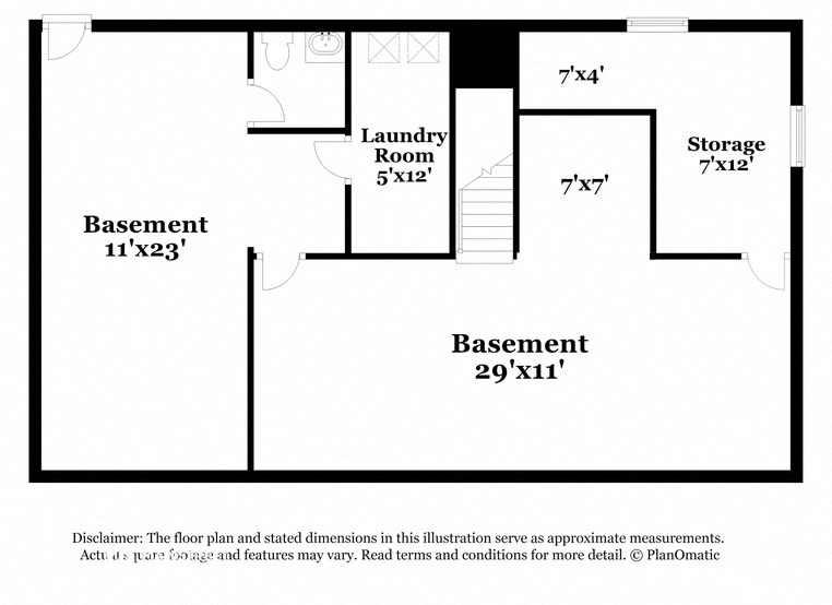 the floor plan for a small house with a basement