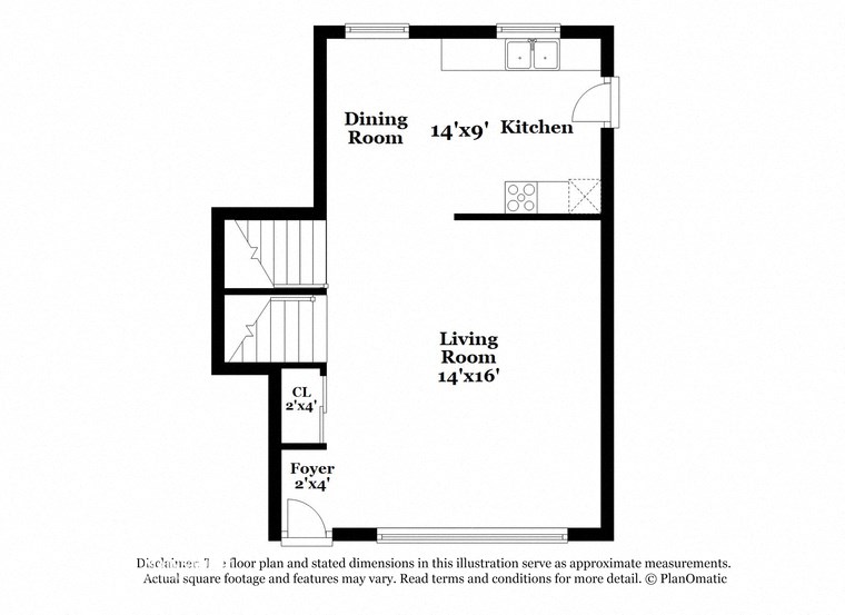 a floor plan of a house with a living room and a dining room