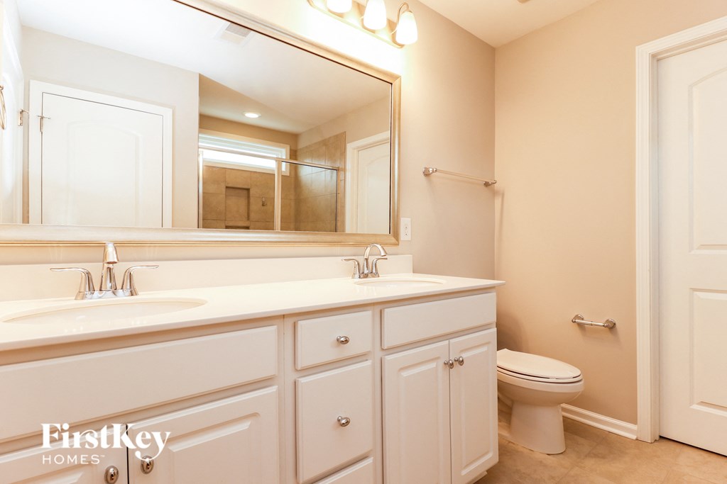 a bathroom with a sink and a toilet and a mirror