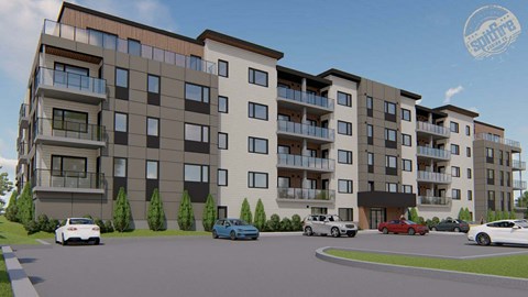 Artist's rendering of the apartment building planned for the corner.