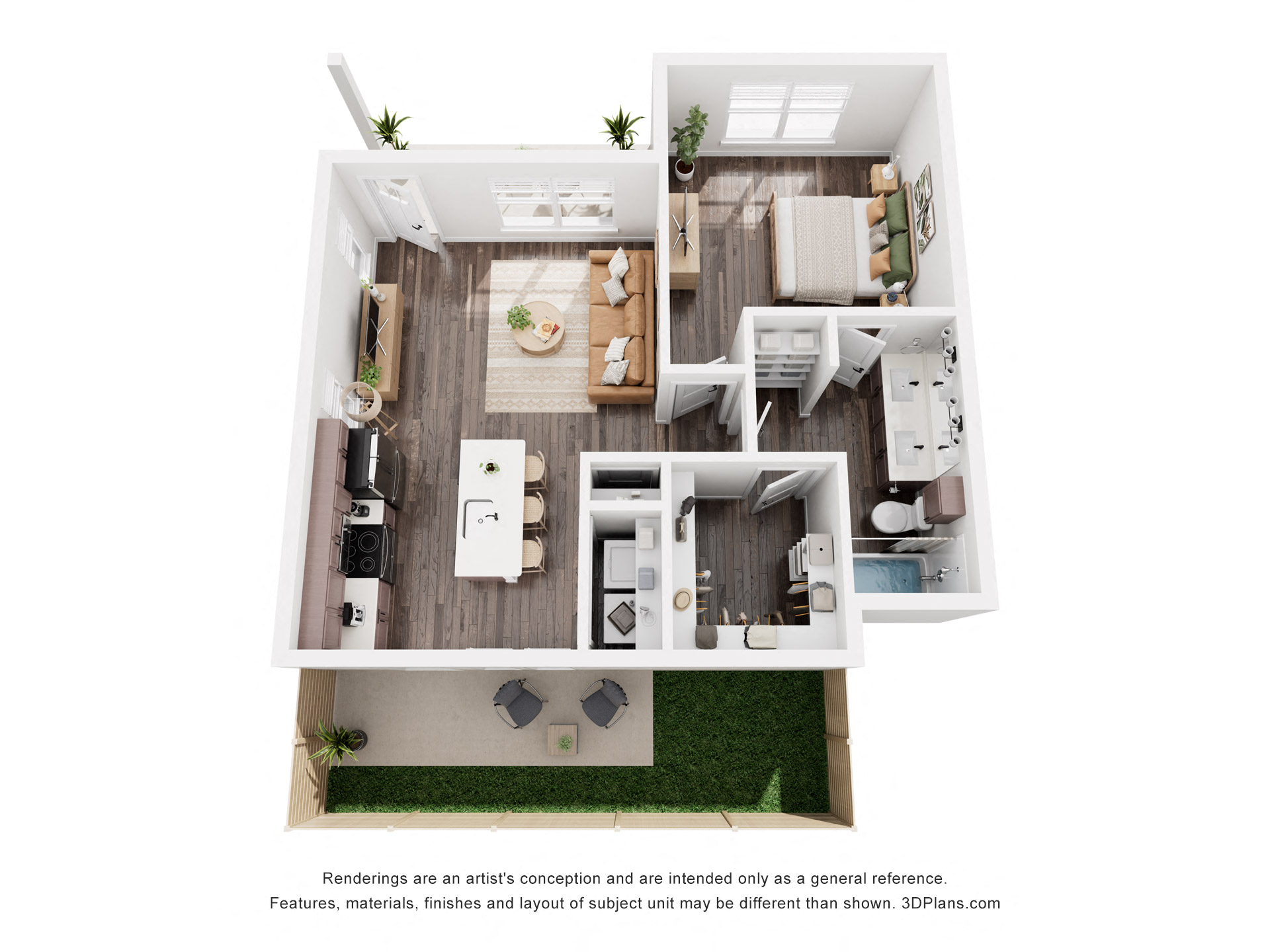 1  Bed   1  Bath   670 Sq. Ft. A1 Floor plan at parcHAUS at Celina Parkway, Celina
