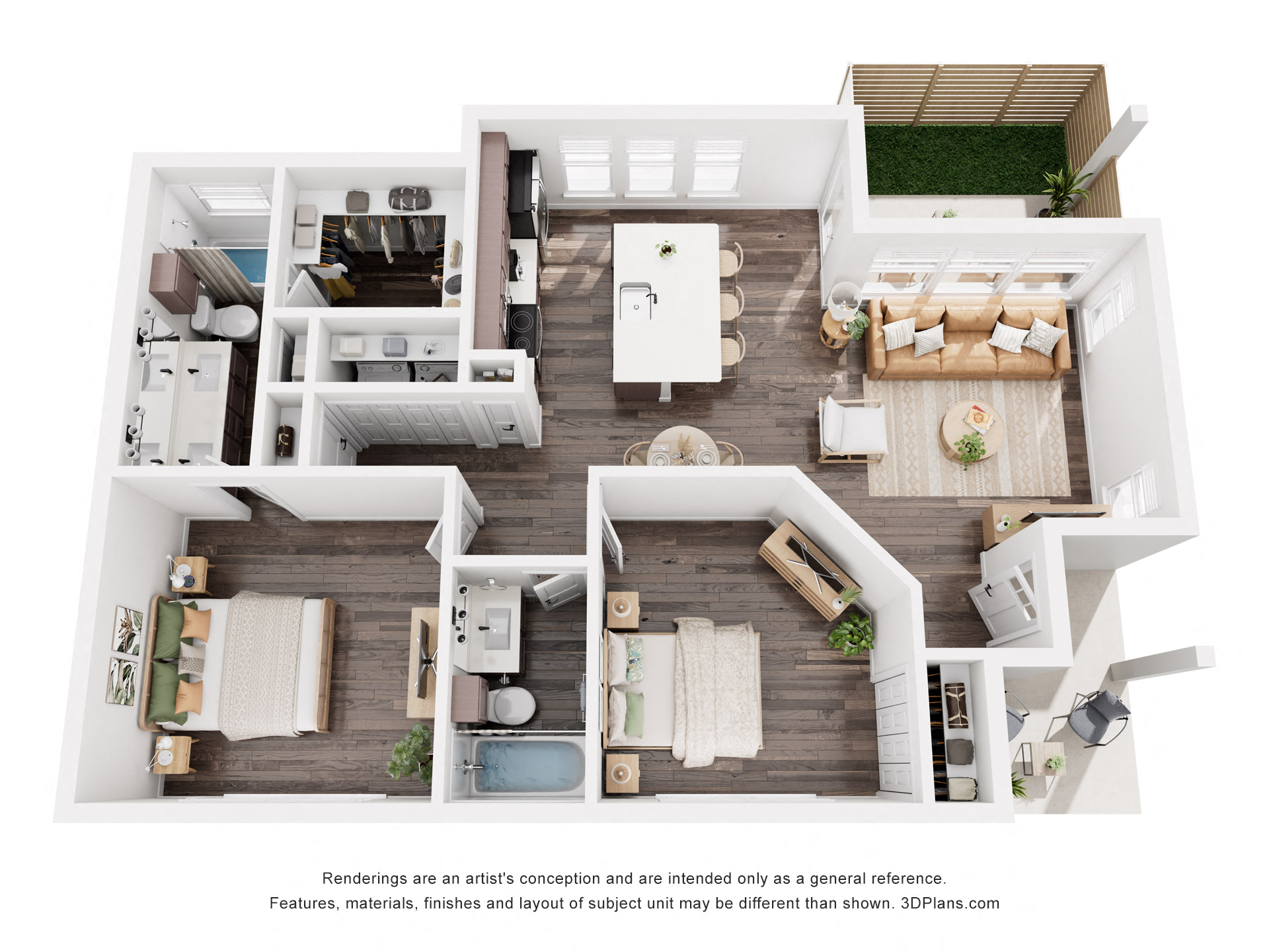 2  Bed   2  Bath   934 Sq. Ft. B1 Floor plan at parcHAUS at Celina Parkway, Celina, Texas