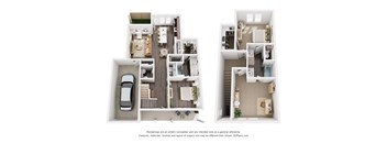 2  Bed   2.5  Bath   1,445 Sq. Ft. B3 Floor plan at parcHAUS at Celina Parkway, Celina, TX
