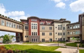 an exterior view of a building on a campus