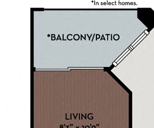 11F4A Floor Plan Herndon Apartments for rent - Passport Apartments - 11F4A Floor Plan 742-751 SF