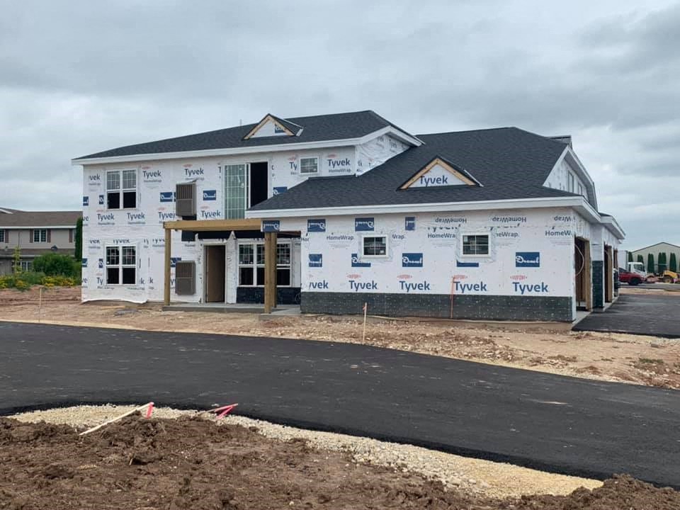 a new house being constructed in a street