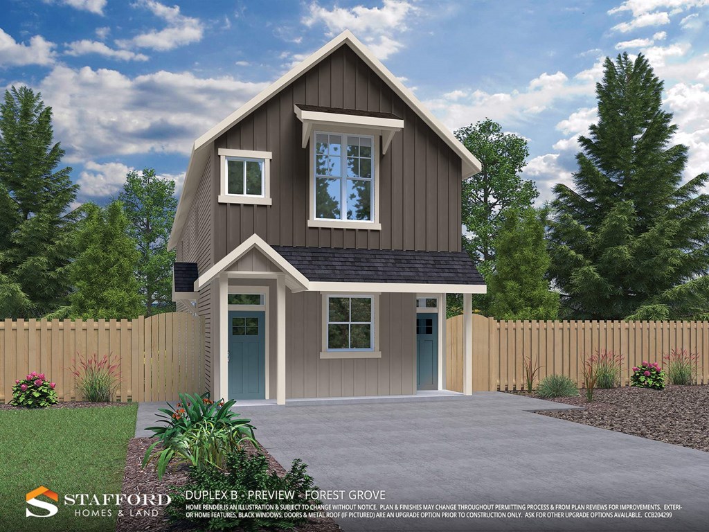 a small house with a driveway and a fence