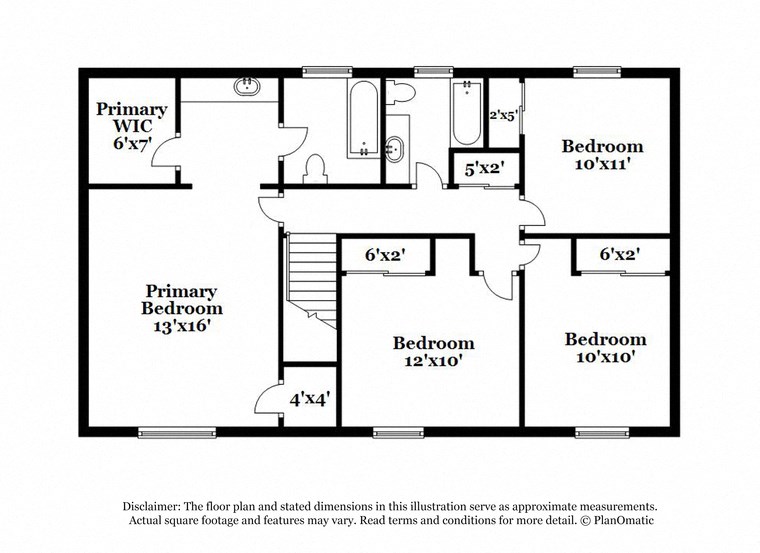 the floor plan of the second level of the house showing the bedrooms and the floor