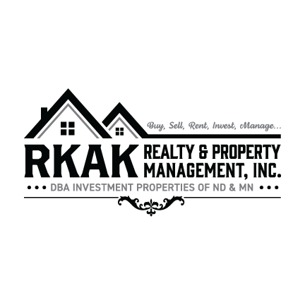 a logo for a real estate management company in the dark