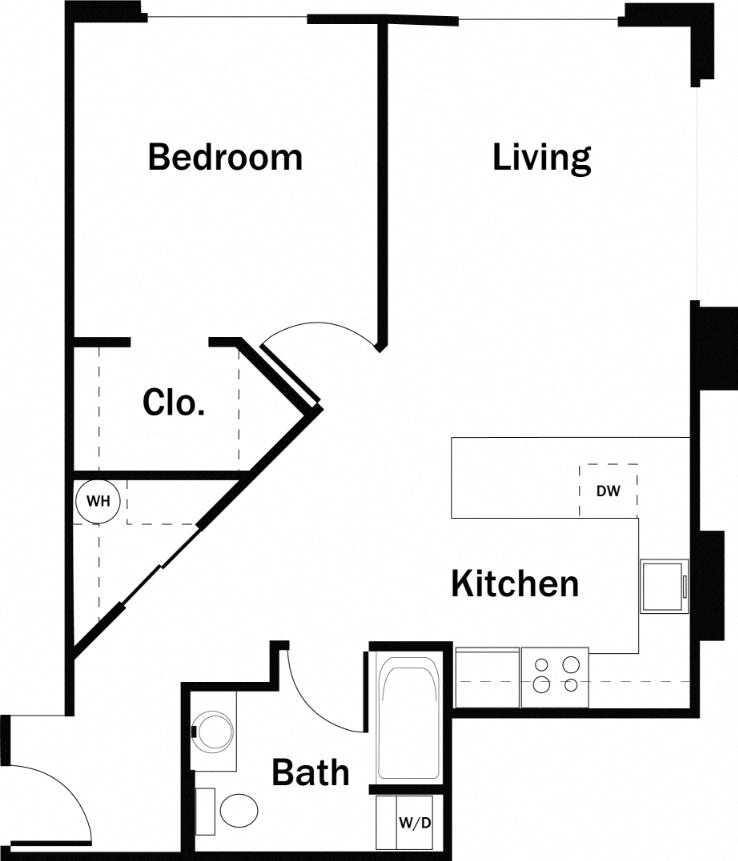 1 Bedroom, 1 Bath C - Renovated
