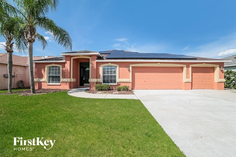 A house with a palm tree in front of it.