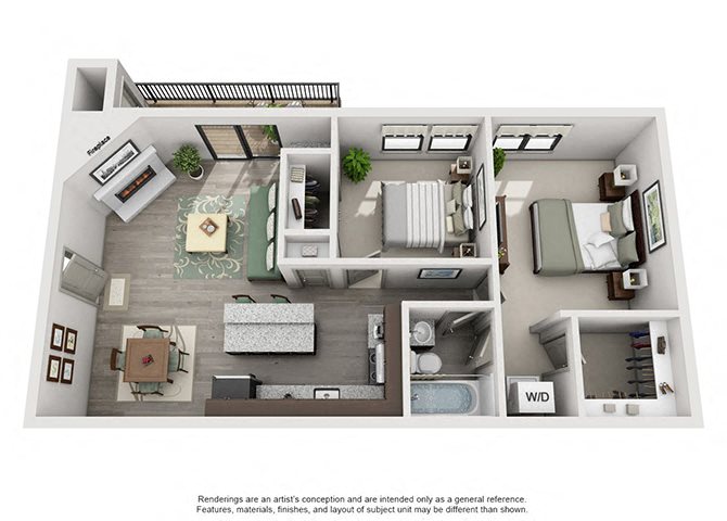 The Townlet Floor Plan with 881 Sq. Ft. at South Lamar Village, Texas