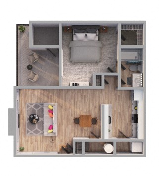 1 Bed  1 Bath Floor Plan |  679 Sq. Ft. at Arcadia Apartments, Colorado, 80112