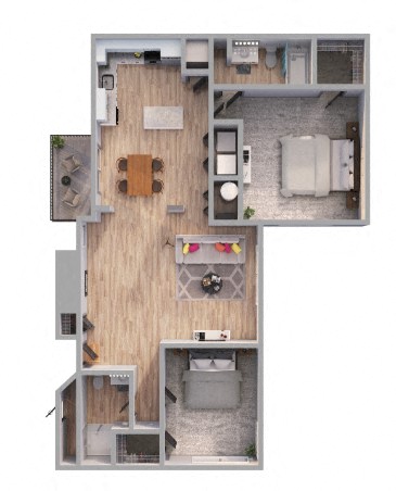 2 Bed  2 Bath Floor Plan | 1,116 Sq. Ft. at Arcadia Apartments, Centennial, 80112