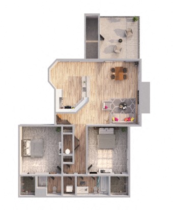 2 Bed  2 Bath Floor Plan | 922 Sq. Ft. at Arcadia Apartments, Centennial