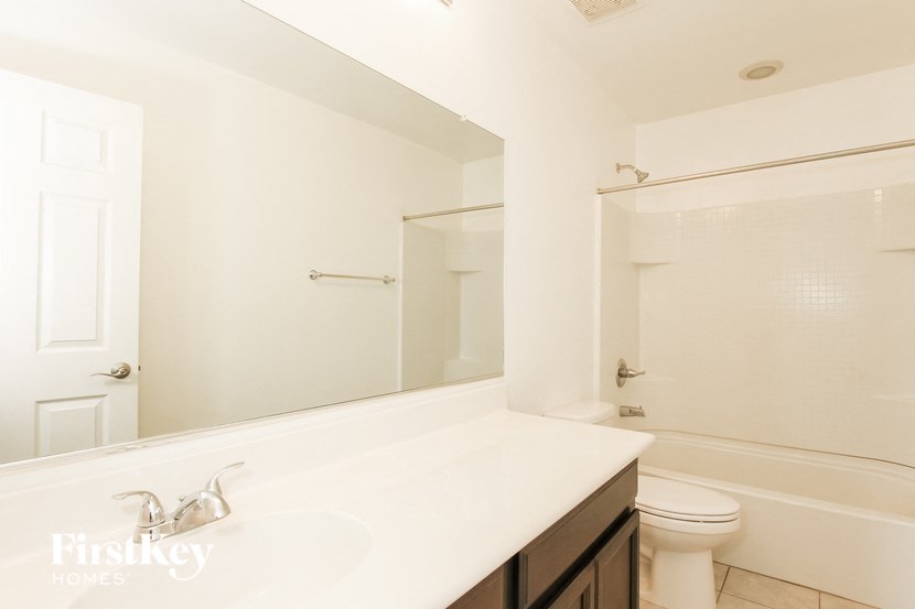 a bathroom with a sink and a toilet and a mirror