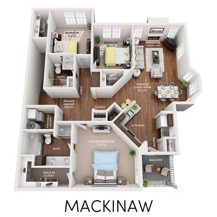 3 bedroom, 2 bathroom