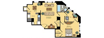 One Bedroom and Den Floorplan