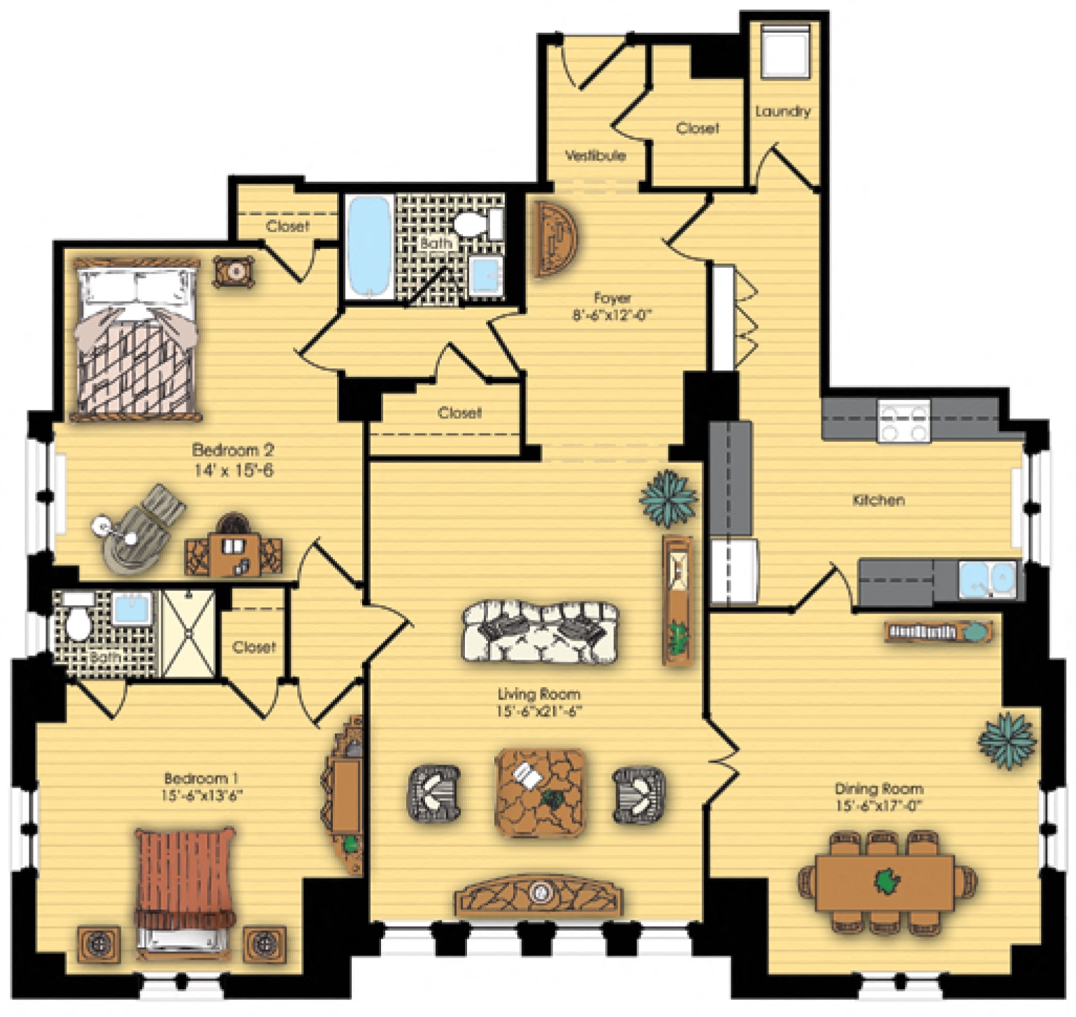 two bedroom floorplan