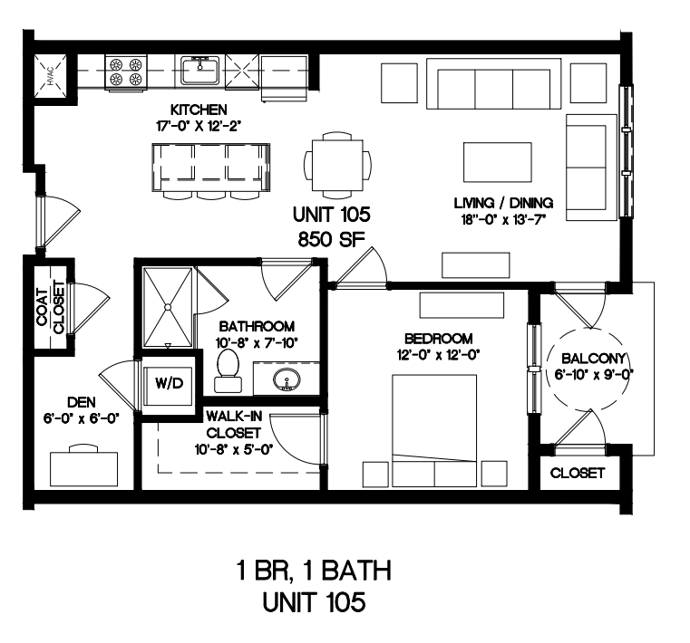 a floor plan of a small house with a kitchen and a living room
