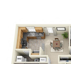 3D Millwood 3D Millwood 3 bedroom apartment. kitchen open to dining room. living room off entry door. hall closets. 2 full baths. in-unit laundry.