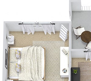 Antilles 3D. 1 bedroom apartment. Kitchen with bartop open to living room. 1 full bathroom. Walk-in closet. Patio/balcony.