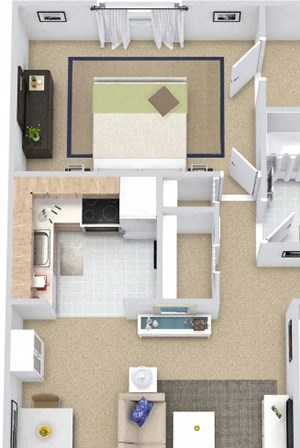 Ashford 3D Ashford 3D. 1 bedroom apartment. Kitchen, living room. 1 full bathroom. Walk-in closet. Patio/balcony.