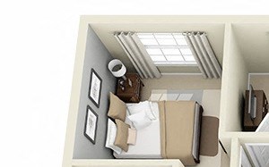 The Cedar 3D The Cedar 3D. 3 bedroom apartment. Kitchen open to living/dinning room. 2 full bathroom. large closets.