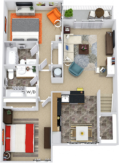 Cypress 3D. 2 bedroom apartment. Kitchen with bartop open to living/dinning room. 2 full bathroom. large closets. Patio/balcony.