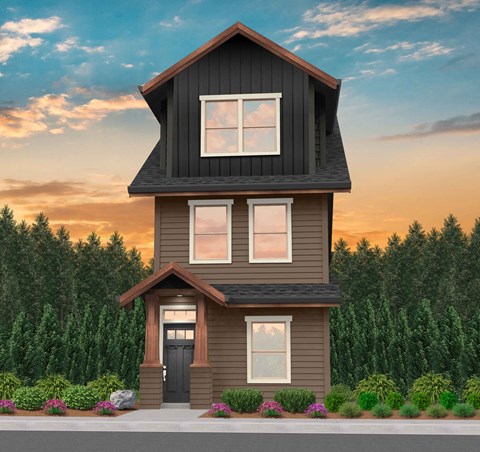 an image of a house with a sunset in the background