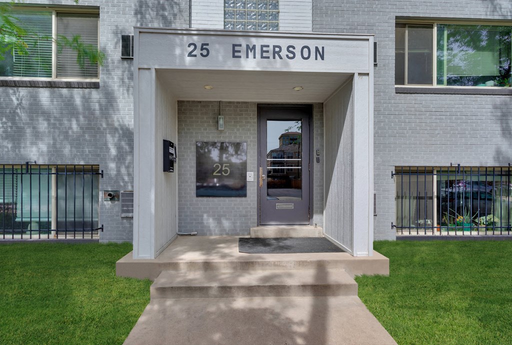 the entrance to the 25 emerison building with the door open