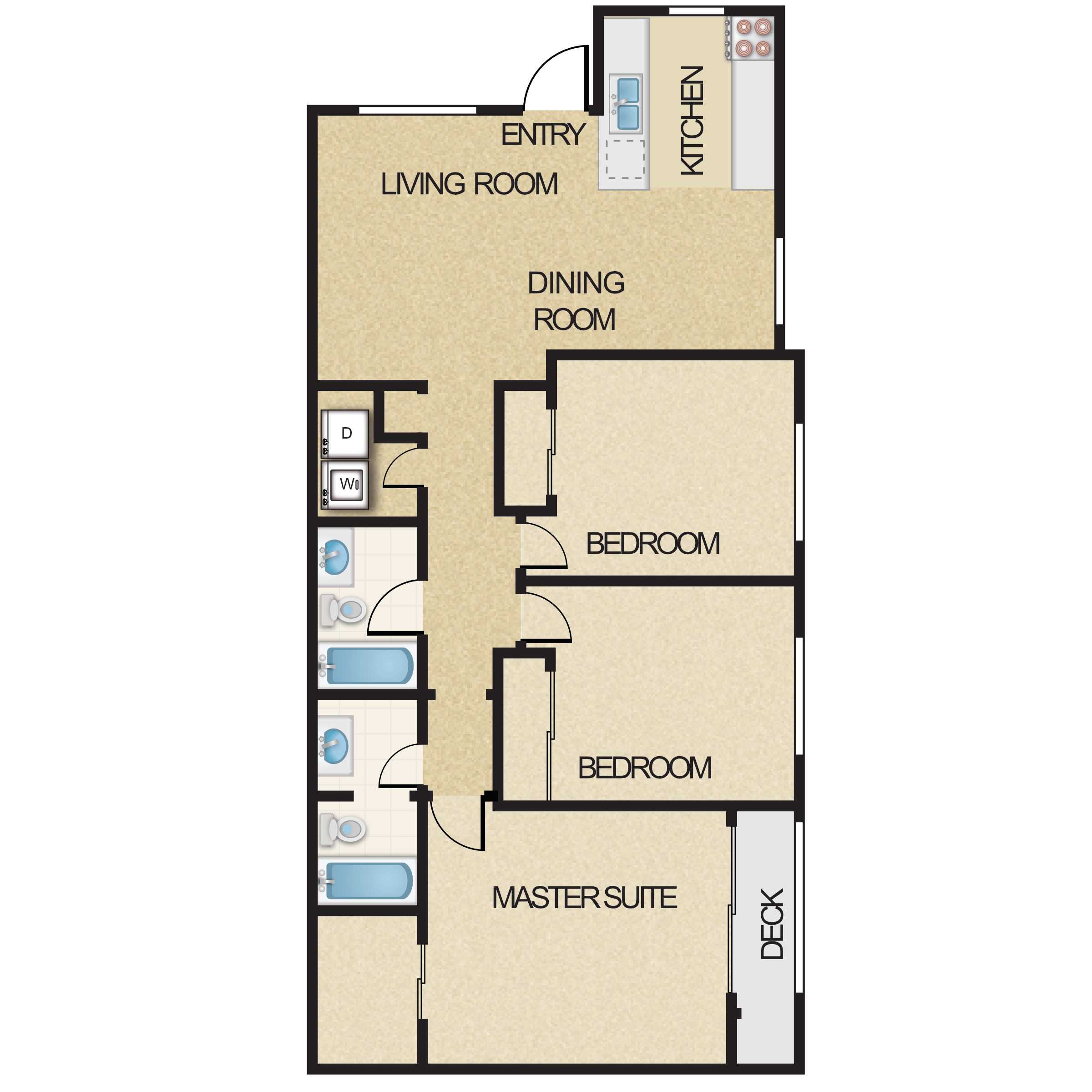 3 Bed 2 Bath - A
