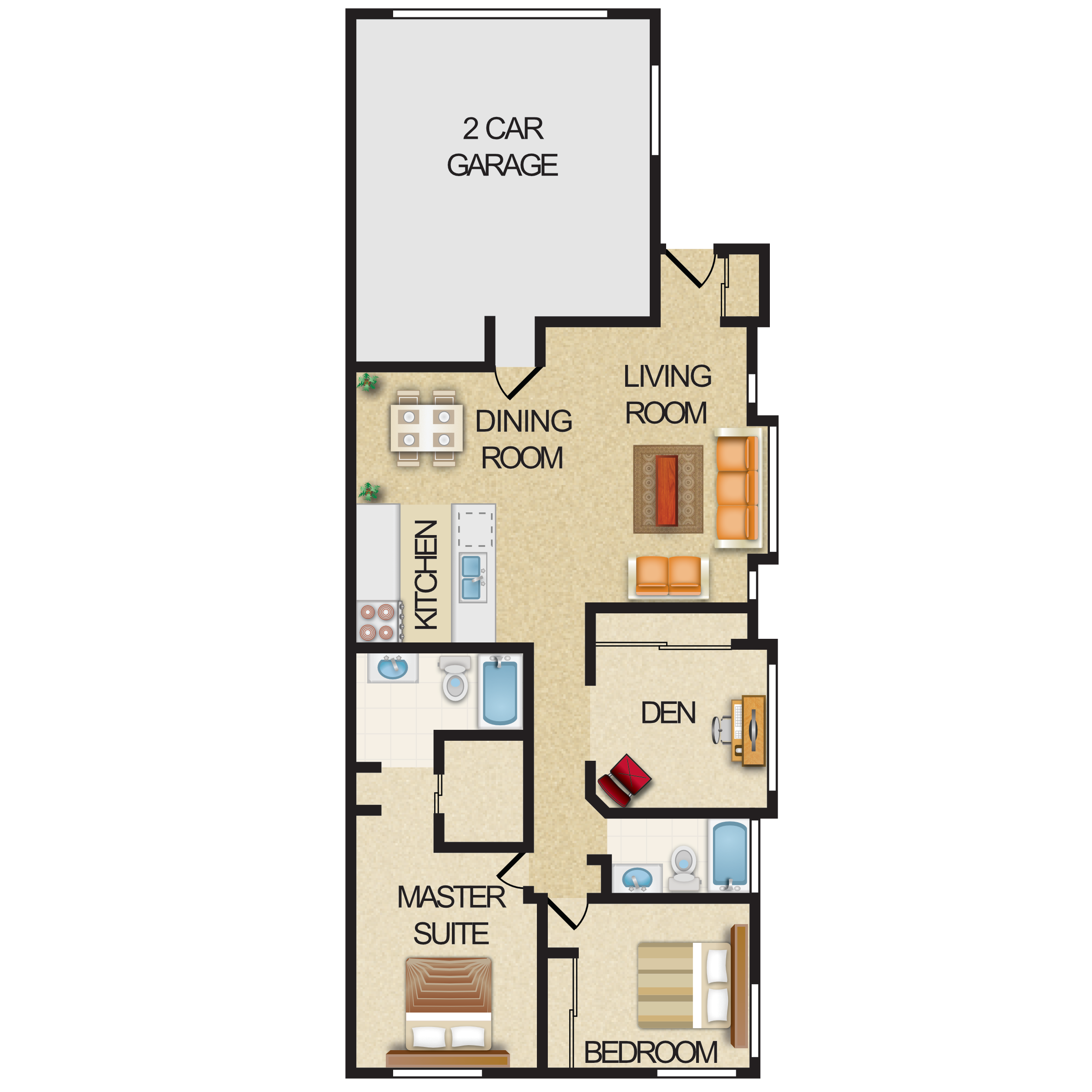 3 Bed 2 Bath - C