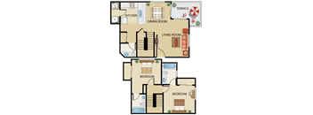 Two Bed Two and Half Bath