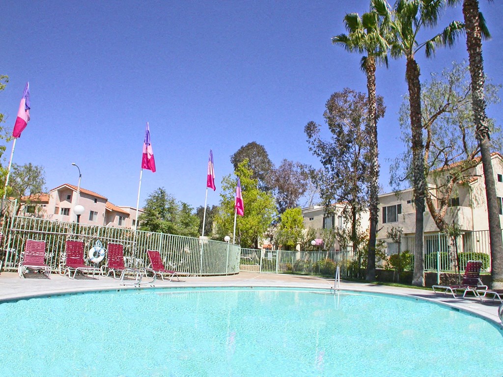 the swimming pool at the apartments for rent