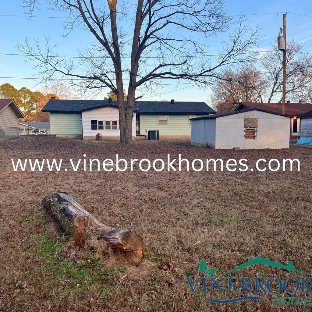 a view of a yard with a house and a tree