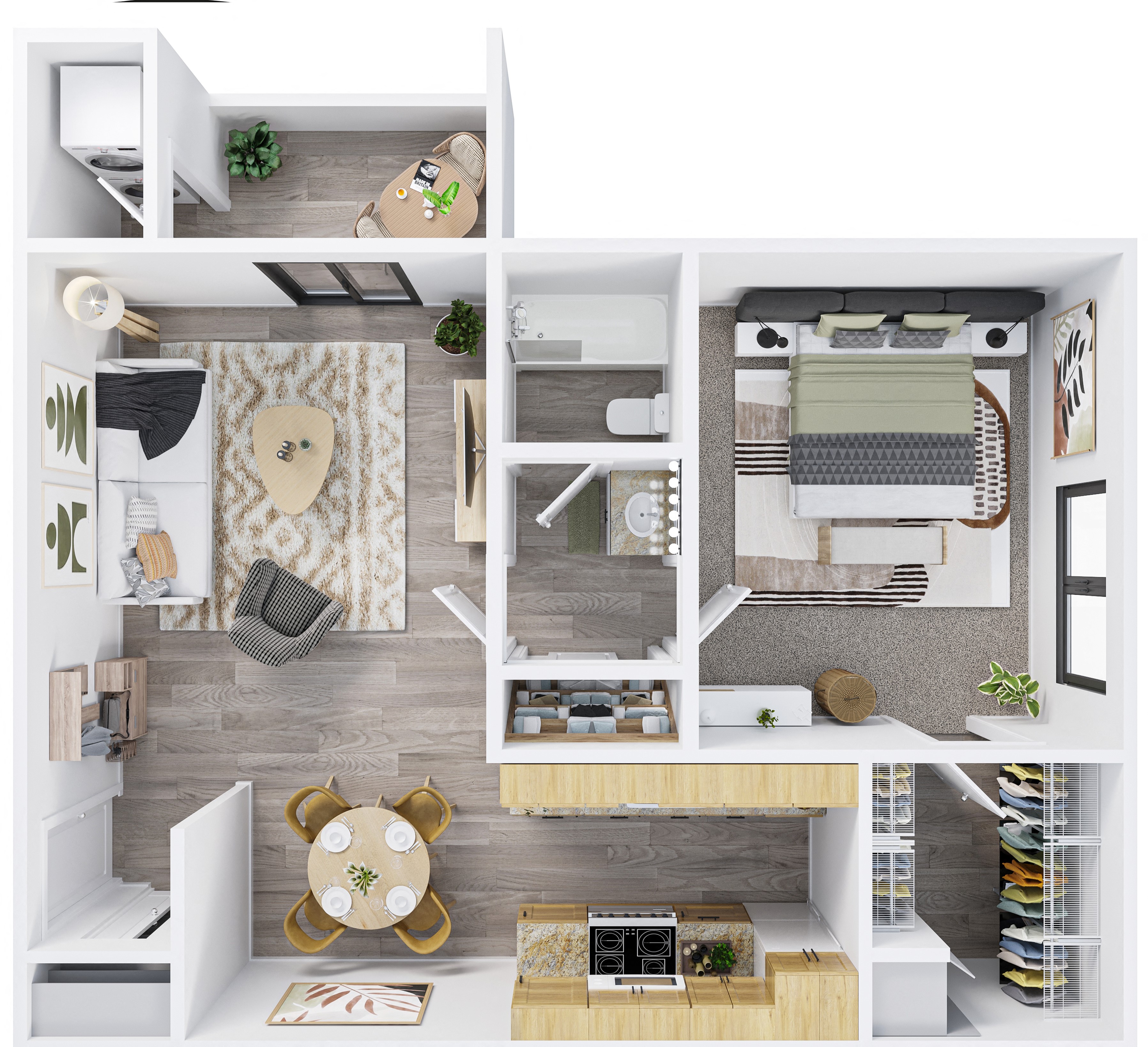 Spacious One Bedroom Floor Plan at The Viridian, Arizona