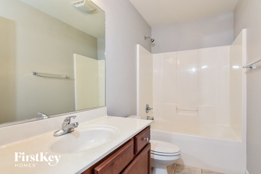 a bathroom with a sink and a toilet and a mirror