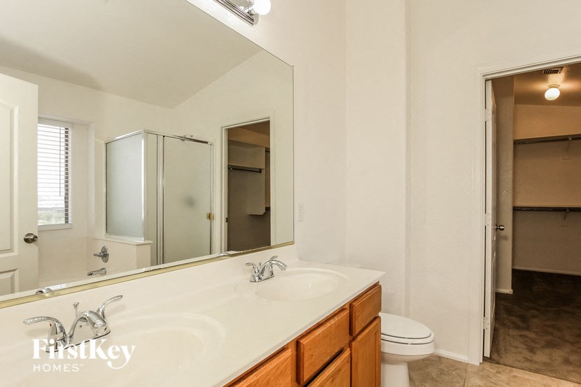 a bathroom with a sink and a mirror and a toilet