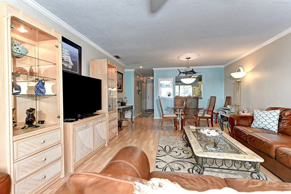 a living room with a couch and a television
