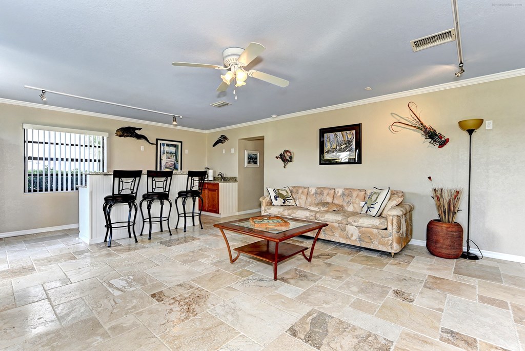 a living room with a couch and a coffee table