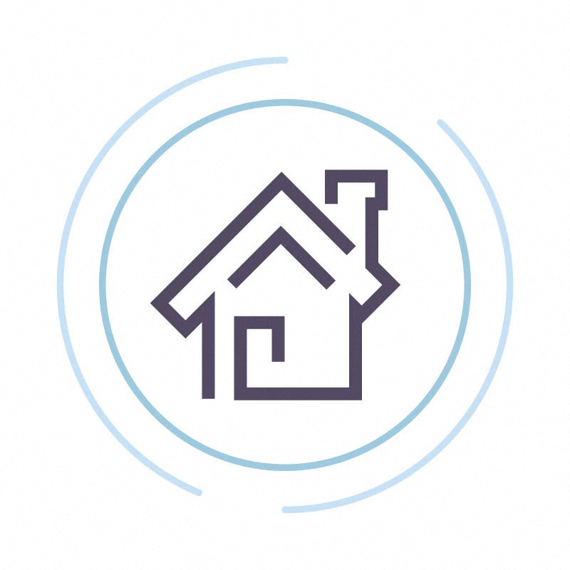 an image of a house with a blue circle around it