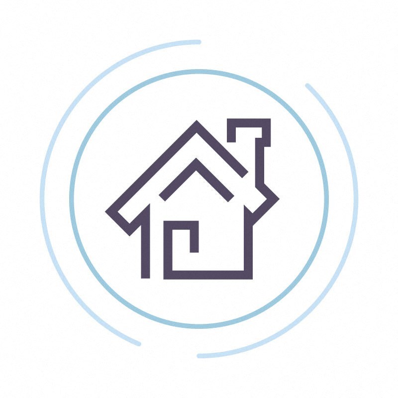 an image of a house with a blue circle around it