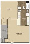1 Bedroom 1 Bathroom Floor Plan 1 Bedroom 1 Bathroom Floor Plan at Riverset Apartments in Mud Island, Memphis, TN