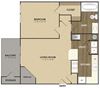 1 Bedroom 1 Bath Floor Plan 1 Bedroom 1 Bath Floor Plan at Riverset Apartments in Mud Island, Memphis, TN