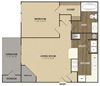 One Bed One Bath Floor Plan One Bed One Bath Floor Plan at Riverset Apartments in Mud Island, Memphis, TN