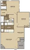 2 Bed 2 Bath Floor Plan 2 Bed 2 Bath Floor Plan at Riverset Apartments in Mud Island, Memphis, TN