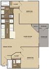 Two Bed Two Bath Floor Plan Two Bed Two Bath Floor Plan at Riverset Apartments in Mud Island, Memphis, TN